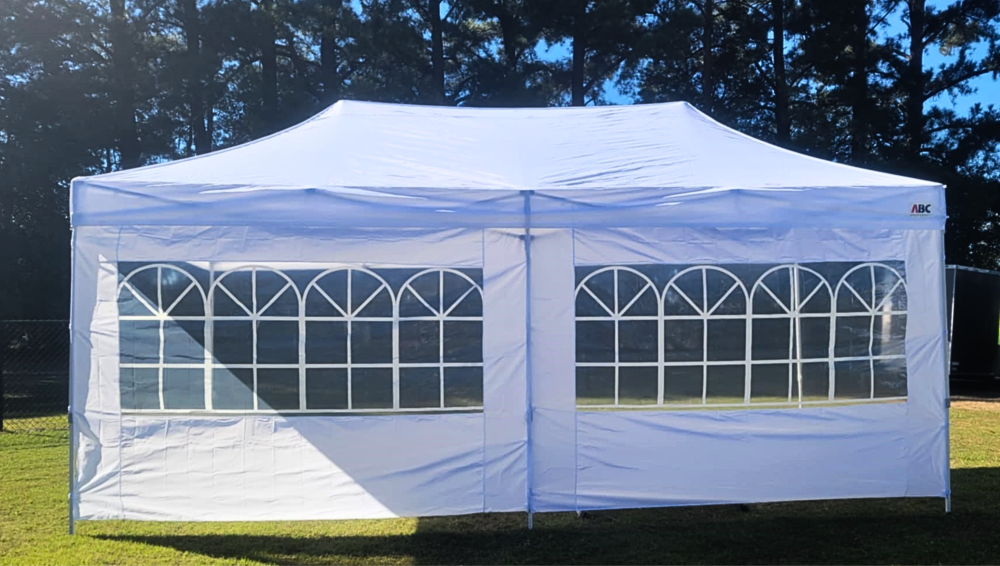 10'x20' Commercial Pop-Up Canopy Tent with Church Window Sidewalls, White
