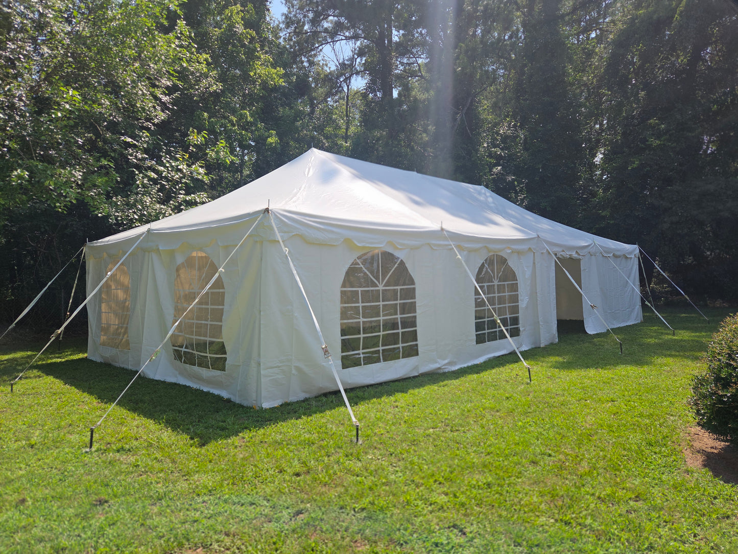 20' x 40' Premium Canopy Pole Party Tent - with Church Window Sidewalls, ZipperDoor, White