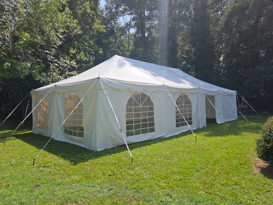 20' x 40' Premium Canopy Pole Party Tent - with Church Window Sidewalls, White