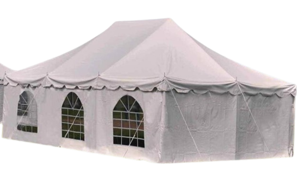 20' x 30' Premium Canopy Pole Party Tent - with Church Window Sidewalls, White